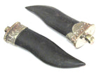 1 Pendant -Ethnic tribal Long tibetan silver capped black tooth chilli shape horn pendant - PM591