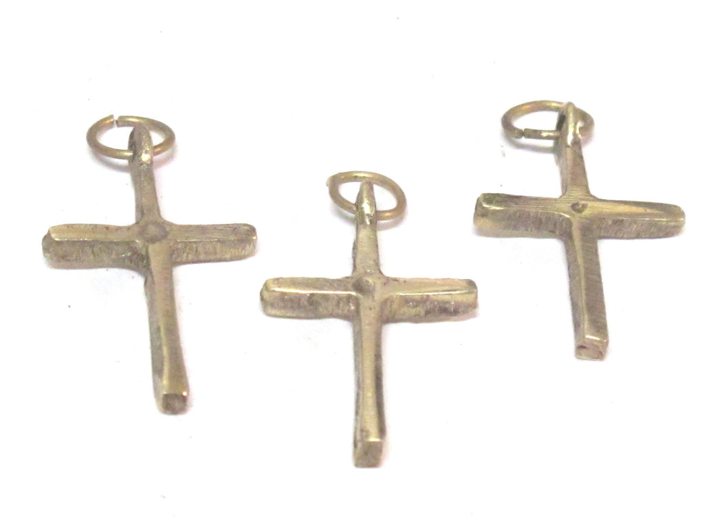 6 pendants lot - Small size Tibetan solid brass cross charm pendants - PM259D custom designs copyright Nepalbeadshop