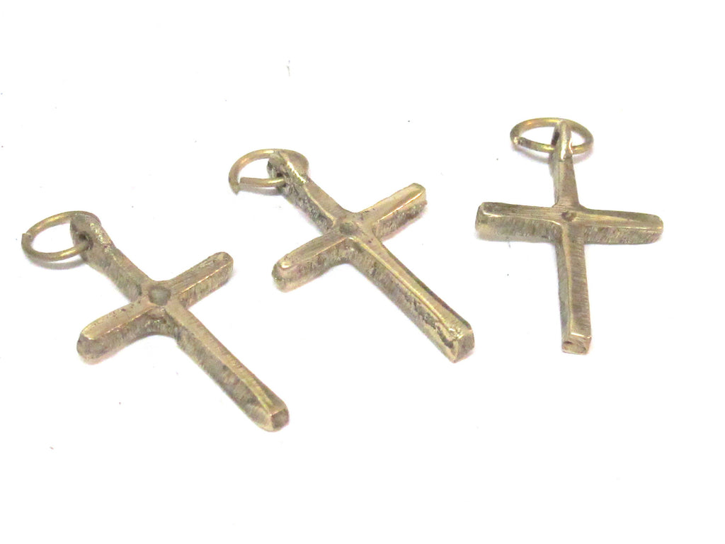 6 pendants lot - Small size Tibetan solid brass cross charm pendants - PM259D custom designs copyright Nepalbeadshop