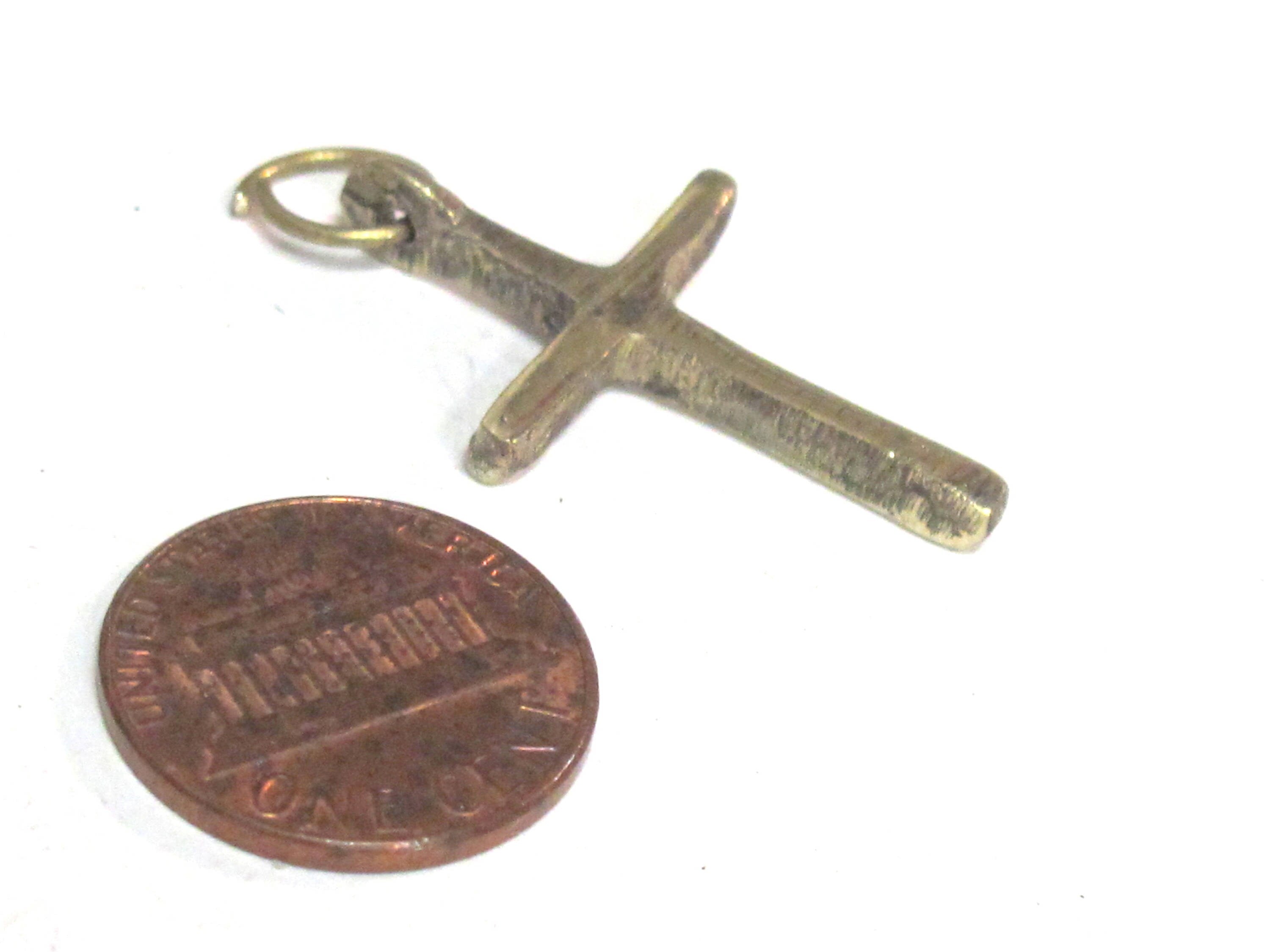6 pendants lot - Small size Tibetan solid brass cross charm pendants - PM259D custom designs copyright Nepalbeadshop