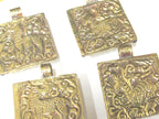 1 pendant - Tibetan square shape Buddha pendant antiqued golden color with deer animal carving on other side - PM589D