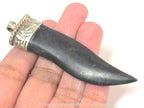 1 Pendant -Ethnic tribal Long tibetan silver capped black tooth chilli shape horn pendant - PM591