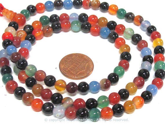 108 beads small 6 mm size mix color agate mala making Beads supply - ML003B