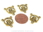10 pieces - Rosary center medal piece connectors antiqued golden color small charms dual sided - rosary making - GB064s