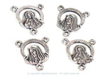 10 pieces - Rosary center medal piece connectors antiqued silver color small charms dual sided - rosary making - GB063s