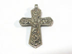 Reversible Tibetan lotus floral design cross pendant from Nepal -- PM596B