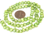 1 Full strand - Green color freshwater cultured pearl beads 15 inches strand - PL030C