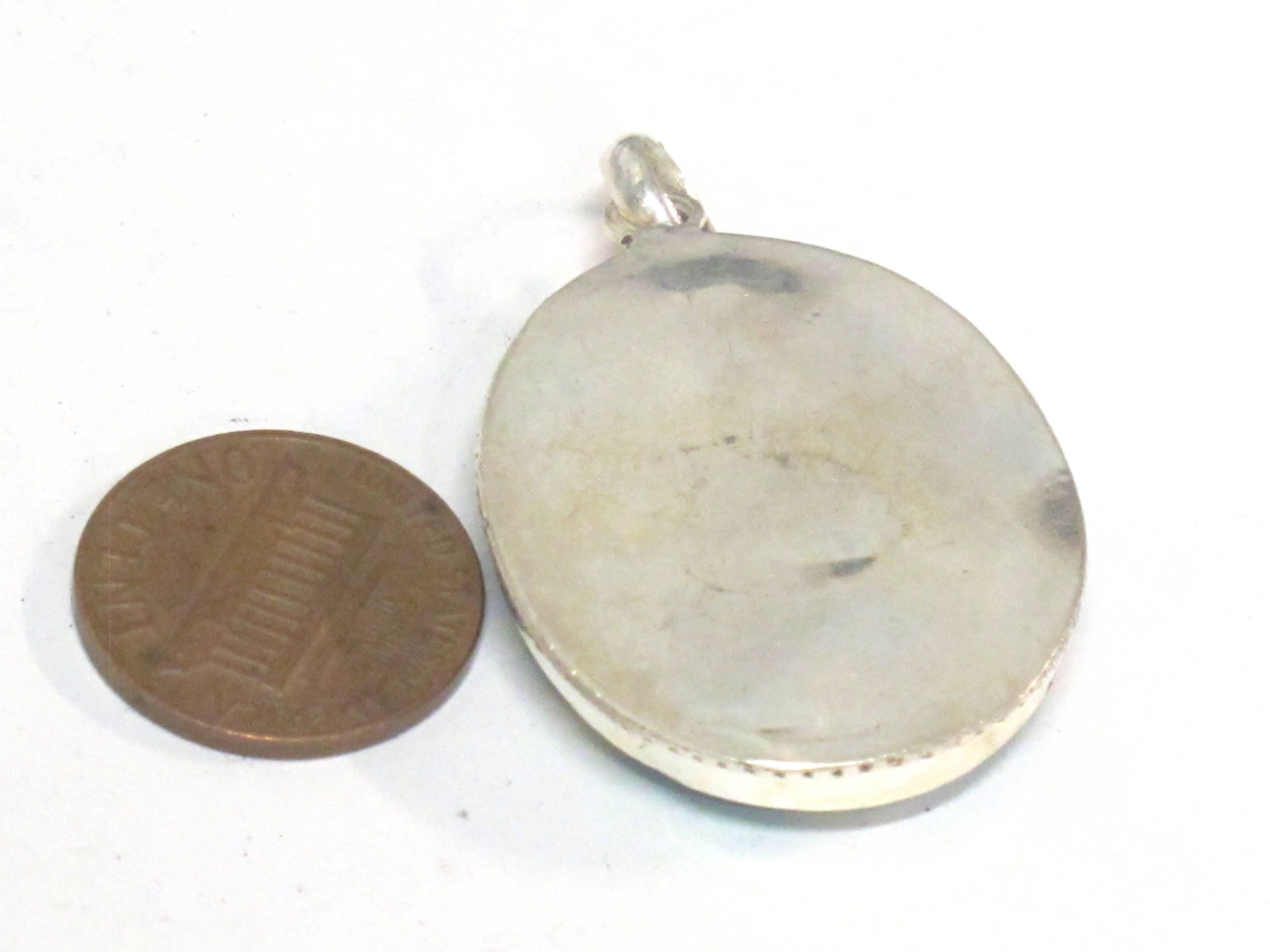 Special Sale Price - Tibetan om mantra prayer pendant with turquoise inlay - PM165F