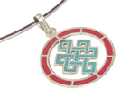 1 Pendant - Round thin disc shape Tibetan infinity Endless knot pendant - PM307C