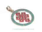 1 Pendant - Round thin disc shape Tibetan infinity Endless knot pendant - PM307D