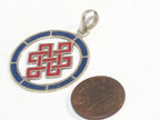 1 Pendant - Round thin disc shape Tibetan infinity Endless knot pendant - PM307E