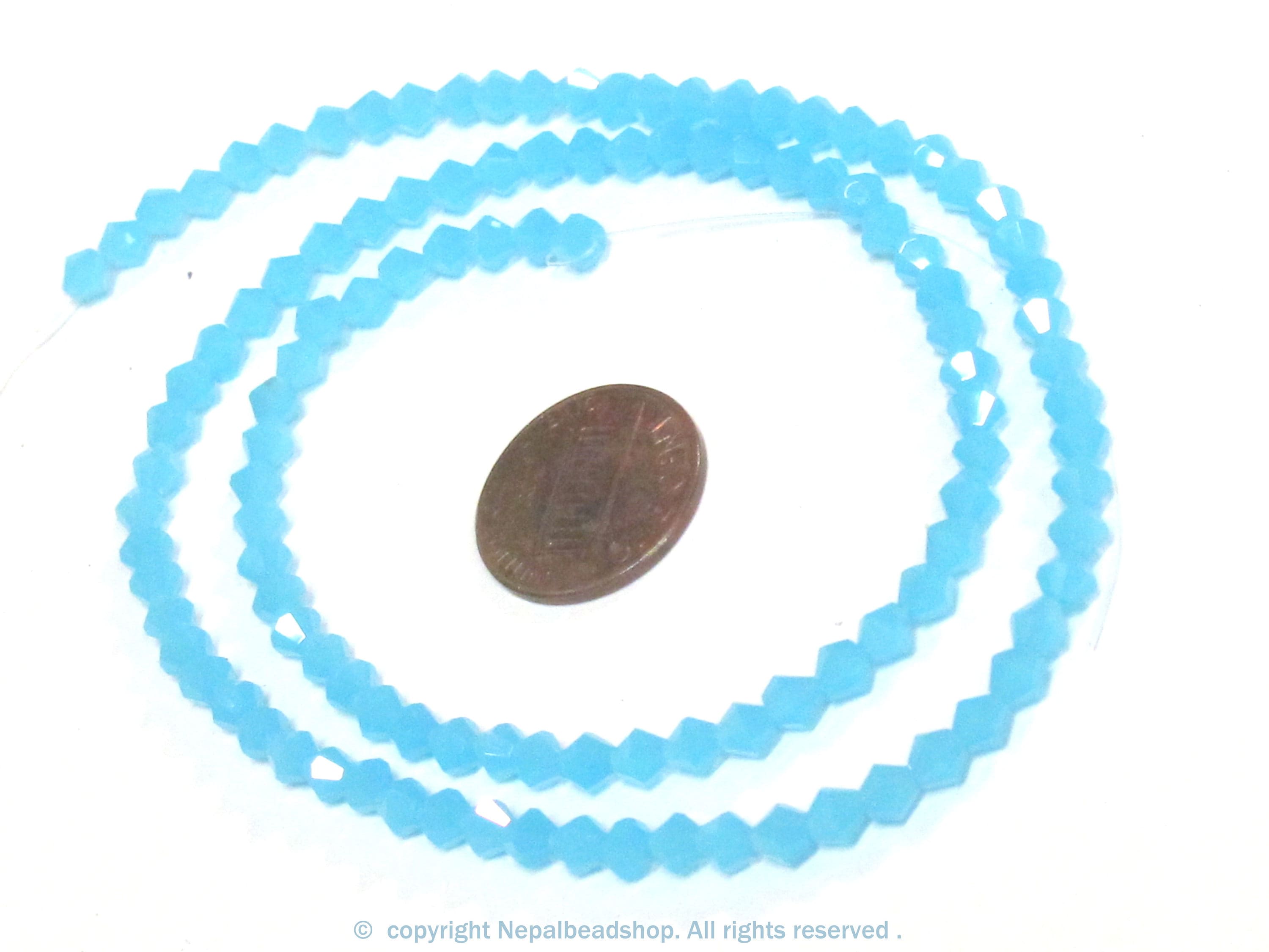 1 Full strand - 16 inches Faceted bicone AB blue crystal glass beads 4 mm size - AB031K