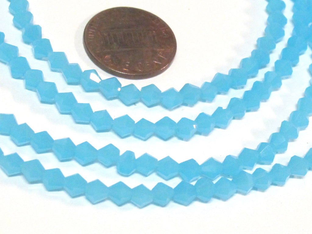 1 Full strand - 16 inches Faceted bicone AB blue crystal glass beads 4 mm size - AB031K