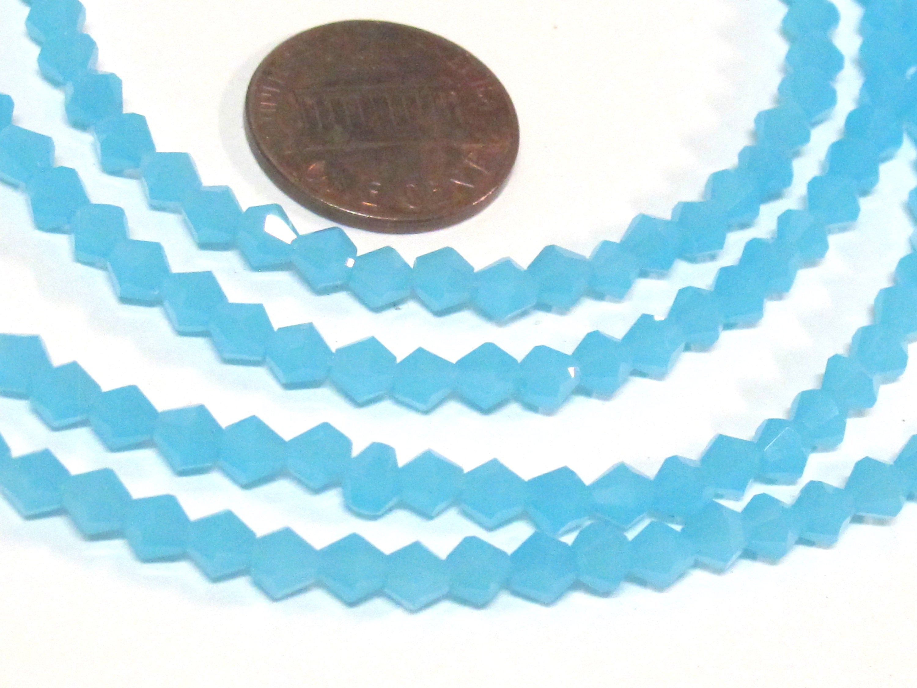 1 Full strand - 16 inches Faceted bicone AB blue crystal glass beads 4 mm size - AB031K