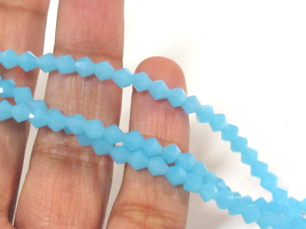 1 Full strand - 16 inches Faceted bicone AB blue crystal glass beads 4 mm size - AB031K