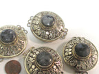 1 clasp - Large round shape ethnic Tibetan silver finish labradorite gemstone inlaid statement clasp pendant from Nepal - LN041B