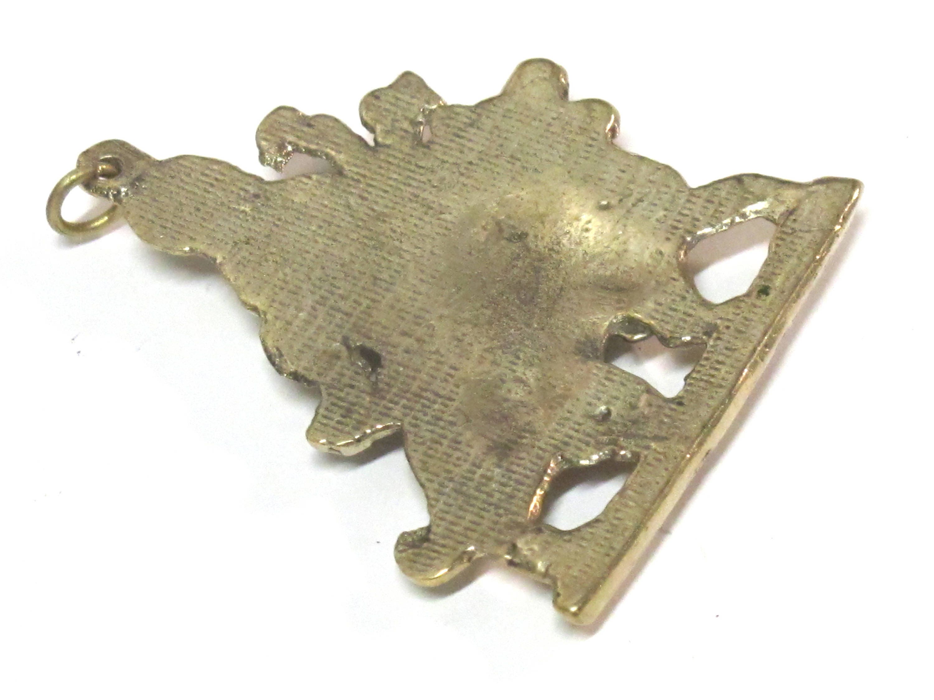 1 Pendant - Large size Hindu Goddess revered Durga Maa Sherawali Brass amulet pendant - CP129