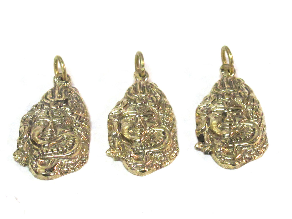 1 Pendant - Hindu Lord Shiva symbol trident snake brass charm pendant - CP130