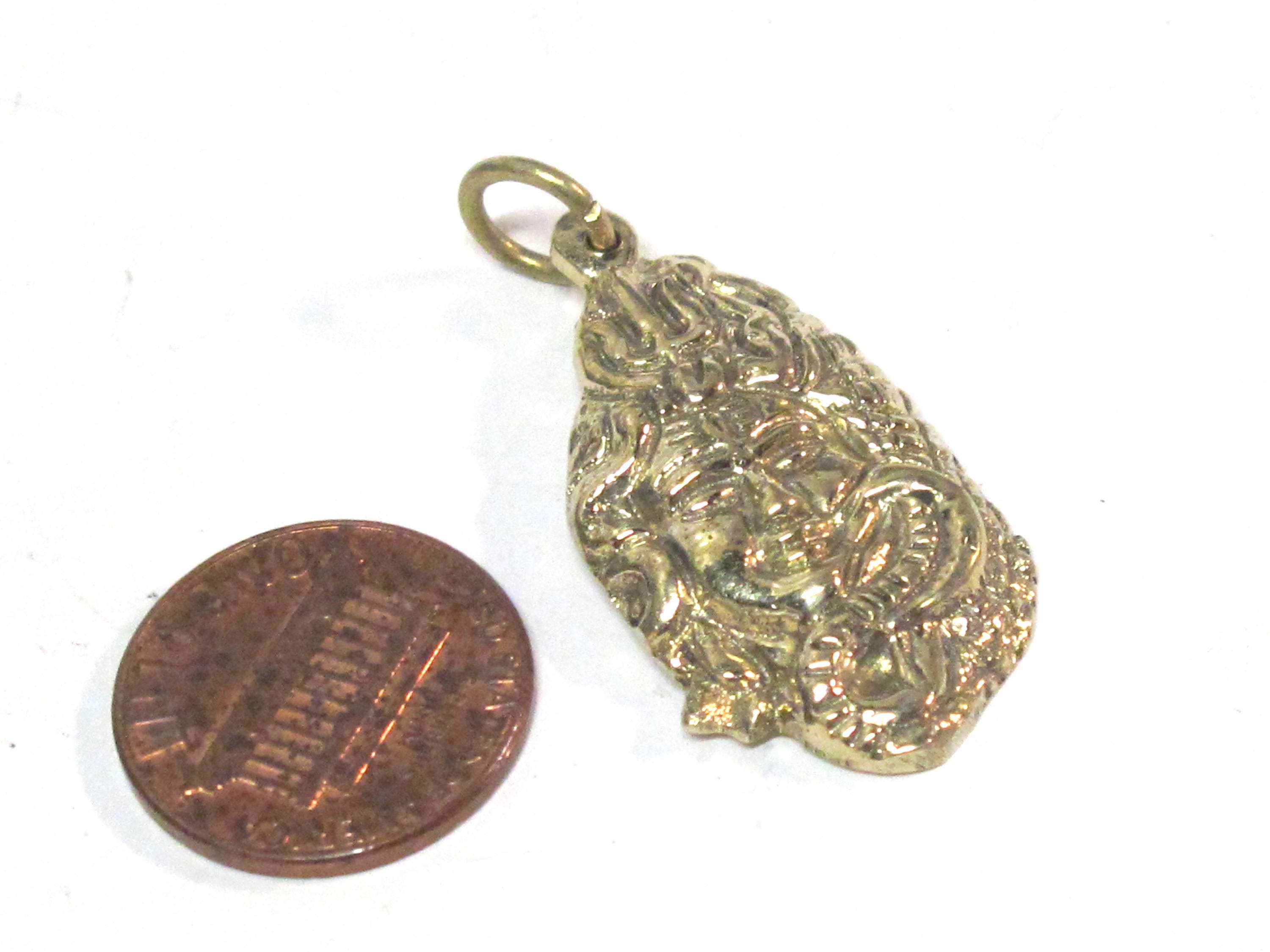 1 Pendant - Hindu Lord Shiva symbol trident snake brass charm pendant - CP130