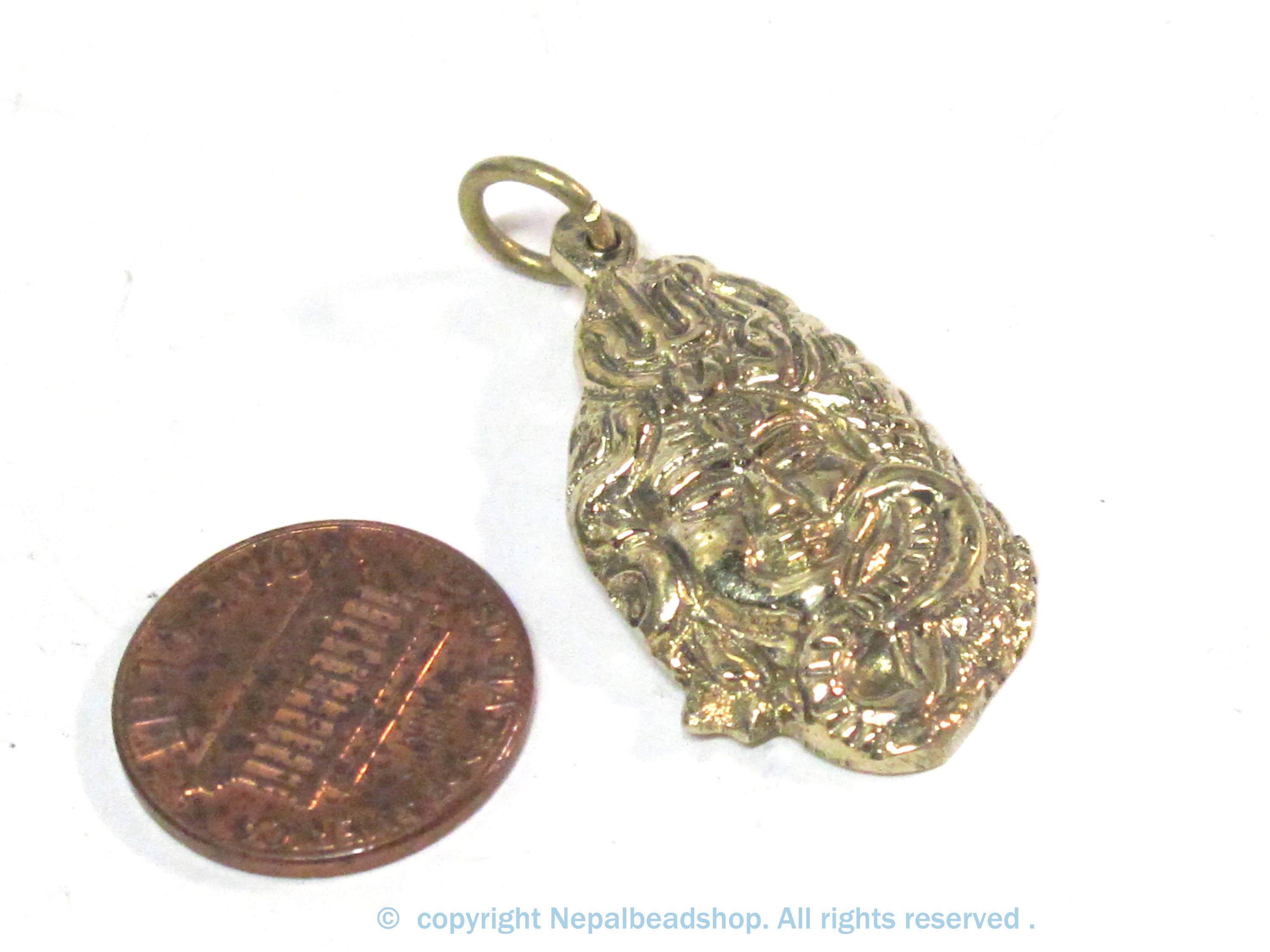 1 Pendant - Hindu Lord Shiva symbol trident snake brass charm pendant - CP130