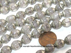 4 Beads - Tibetan antiqued silver color capped quartz gemstone beads from Nepal 9 - 10 mm x 11-12 mm - BD974A