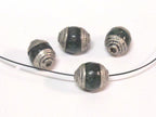 10 Beads - Tibetan silver tone capped small size green color agate beads from Nepal 8-9 mm x 9 -11 mm - BD975Ax