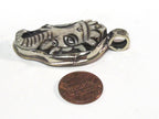 1 Pendant - Intricate carved ethnic Hindu lord Ganesha recycled cattle bone pendant with floral carving on reverse side -- PB007H