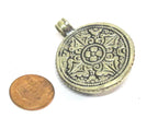 1 Pendant - Tibetan Buddha double dorje symbol reversible pendant with turquoise inlay - PM610B