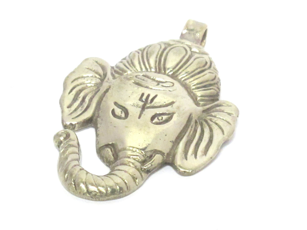 1 Pendant - Beautiful lord Ganesha Ganpati pendant with reverse side floral carving temple decor charm jewelry supply from Nepal - CP133