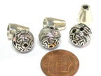 1 Guru bead - Tibetan silver 3 hole Guru Bead dragon design 11 - 12 mm size with column bead - GB066