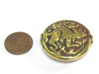 1 Bead - Large 34 -35 mm size Tibetan brass repousse rabbit design focal pendant bead antiqued golden color - BD426