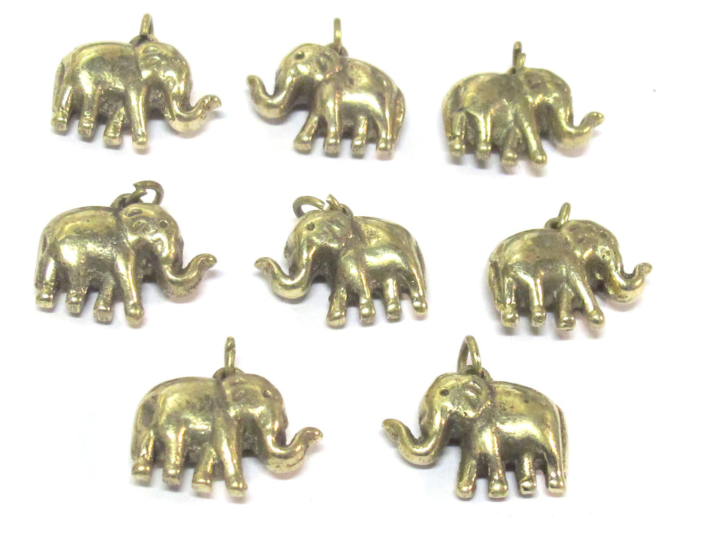 1 Pendant - Small size ethnic Tibetan solid brass elephant pendant from Nepal - CP132s