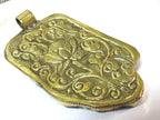OOAK Tibetan Nepal large long freeform Green agate gemstone pendant featured with reverse side lotus flower design on brass - PM581MB
