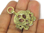 1 Pendant - Ethnic Tibetan Two golden fish auspicious Buddhist symbol charm Brass pendant Nepal - CP021C
