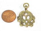 1 Pendant - Ethnic Tibetan Two golden fish auspicious Buddhist symbol charm Brass pendant Nepal - CP021C