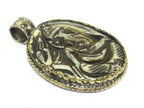 1 Pendant - Intricate carved ethnic Hindu Lord Ganesha recycled cattle bone pendant with floral carving on reverse side - PB007P