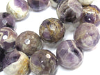 4 beads - Large 17 - 18 mm size faceted Natural amethyst gemstone beads - GM399C