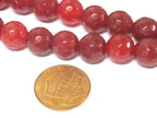 10 BEADS - Faceted maroon wine color dyed jade faceted gemstone beads 10 mm - GM252K