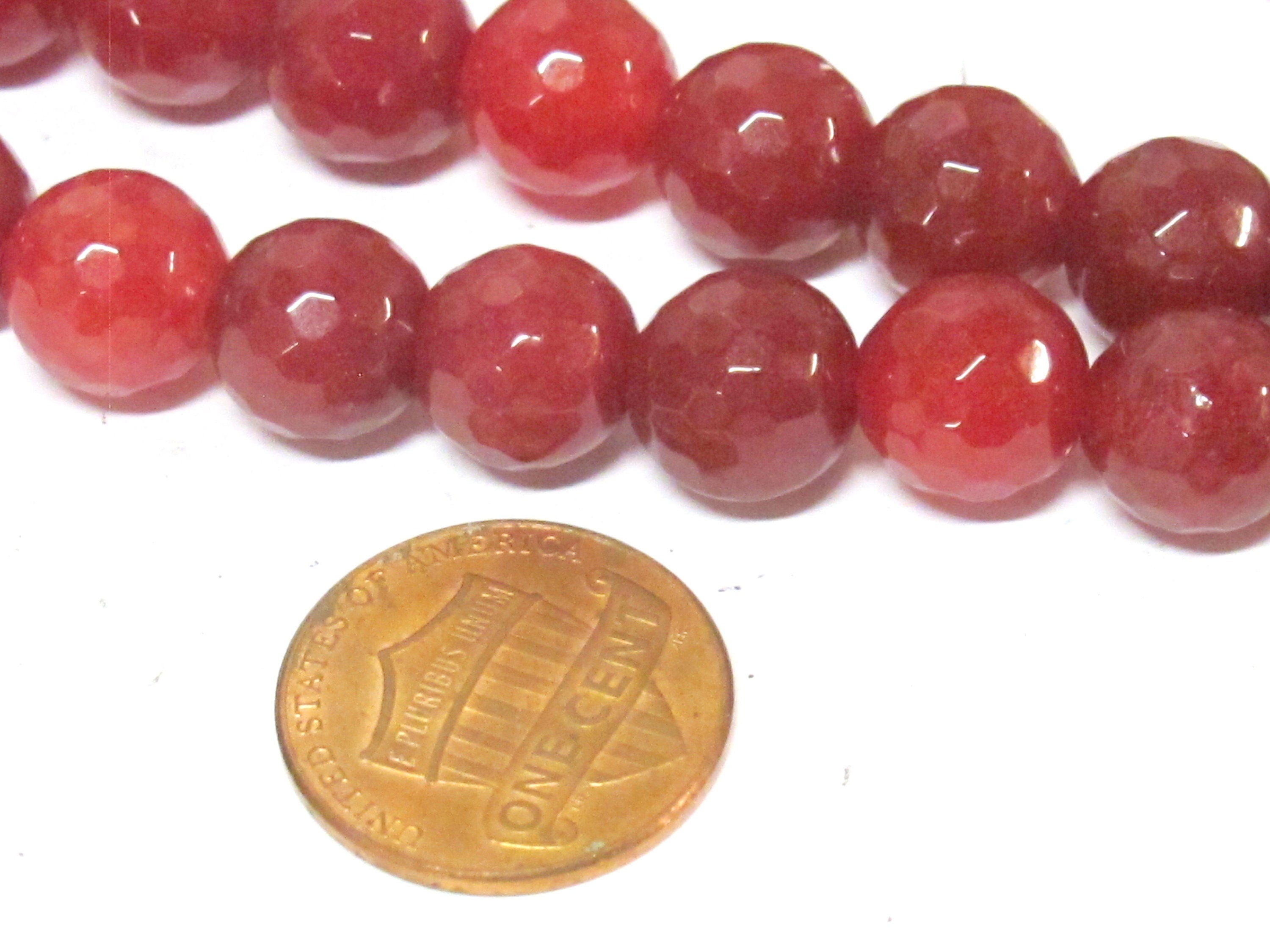10 BEADS - Faceted maroon wine color dyed jade faceted gemstone beads 10 mm - GM252K