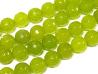 10 BEADS - Faceted lime green color dyed jade faceted gemstone beads 10 mm - GM252L