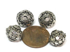 4 BEADS - Tibetan Bicone shape antiqued silver color finish metal alloy beads from Nepal - BD645B