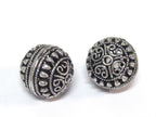 1 BEAD - Large Tibetan oval shape antiqued silver color finish metal alloy focal beads heart design 16 mm - BD645C