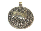 1 Pendant - Gorgeous Tibetan silver repousse Deer pendant with reverse side detailed carving design from Nepal - PM351F