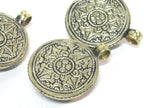 1 Pendant - Tibetan lotus flower double dorje symbol reversible pendant with turquoise inlay - PM610A