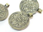 1 Pendant - Tibetan lotus flower double dorje symbol reversible pendant with turquoise inlay - PM610A