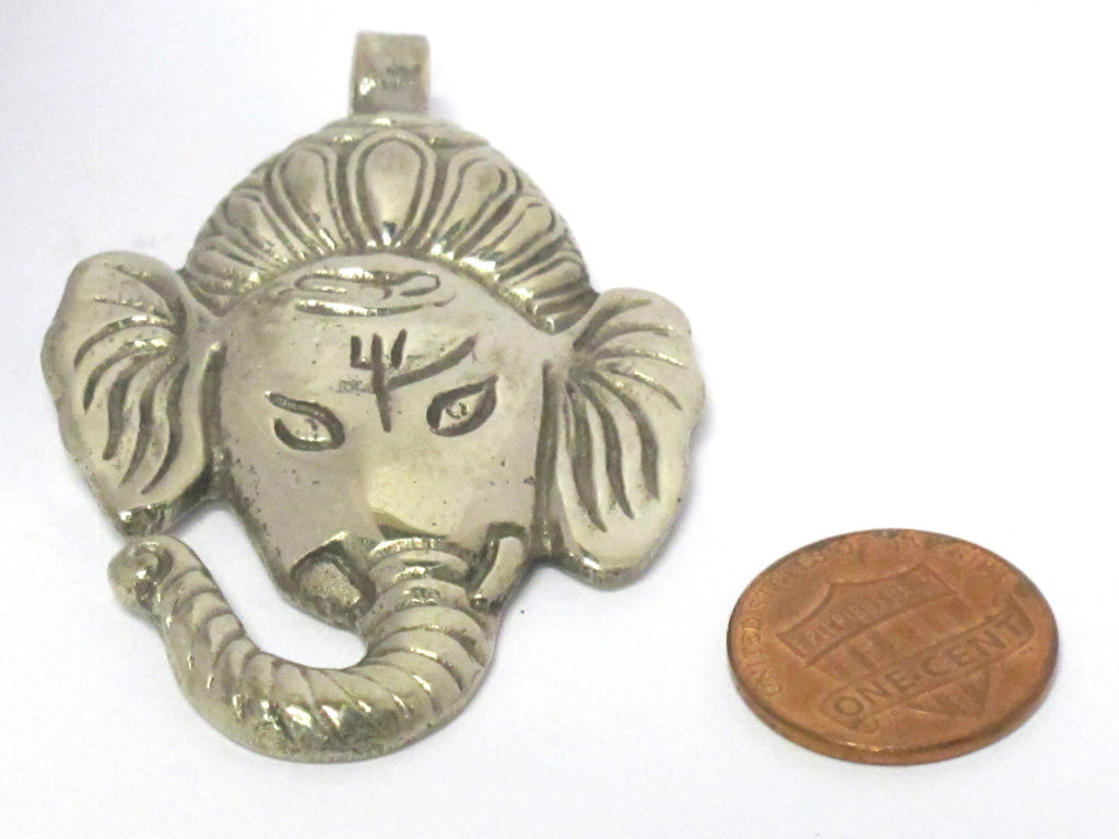 1 Pendant - Beautiful lord Ganesha Ganpati pendant with reverse side floral carving temple decor charm jewelry supply from Nepal - CP133