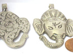 1 Pendant - Beautiful lord Ganesha Ganpati pendant with reverse side floral carving temple decor charm jewelry supply from Nepal - CP133