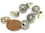 1 Guru bead - Tibetan silver 3 hole Guru Bead dragon design 11 - 12 mm size with column bead - GB066