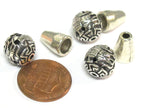 1 Guru bead - Tibetan silver 3 hole Guru Bead dragon design 11 - 12 mm size with column bead - GB066