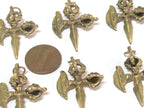 1 Pendant - Ethnic small medium size Tibetan Dorje Vajra axe brass pendant from Nepal - CP137